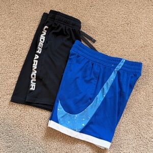 Nike Blue and Under Armour Black Shorts Set Size XS